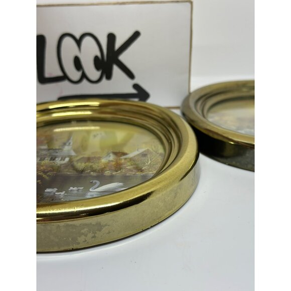 VTG Homco Oval Landscape Art Rustic Lake 7 x 5.5 Set-of-2 Timeless Serene Nature - Picture 7 of 10